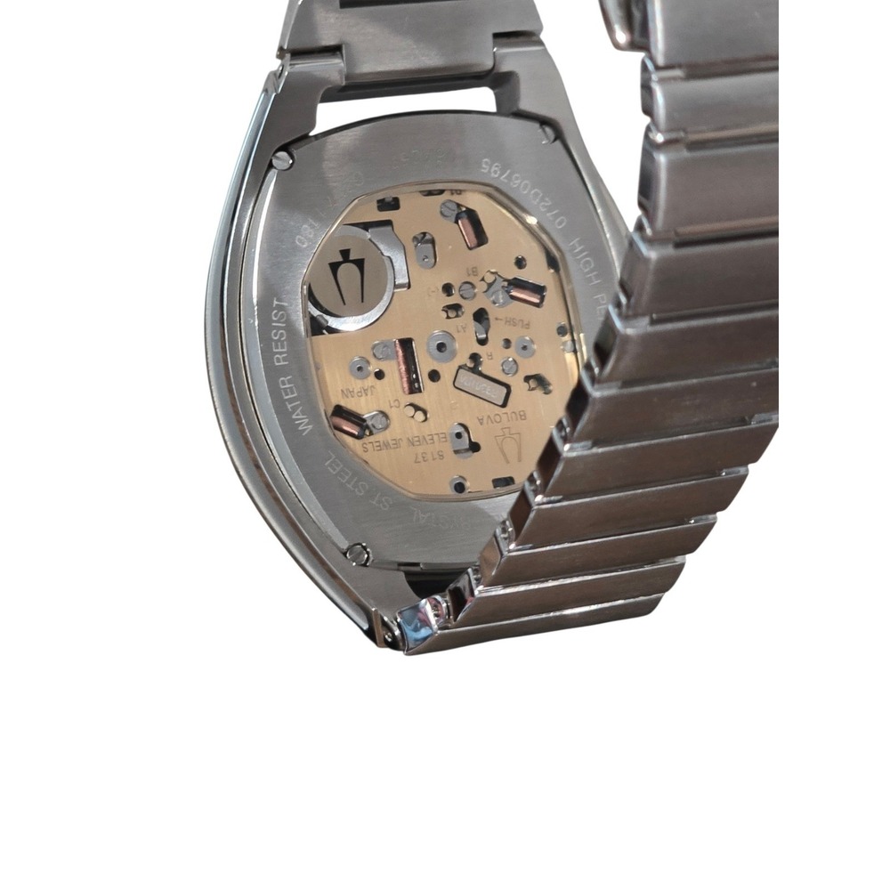 Bulova Precision Chronograph‎ Men's Watch Stainless Steel Black Dial w/ Box - Picture 8 of 10